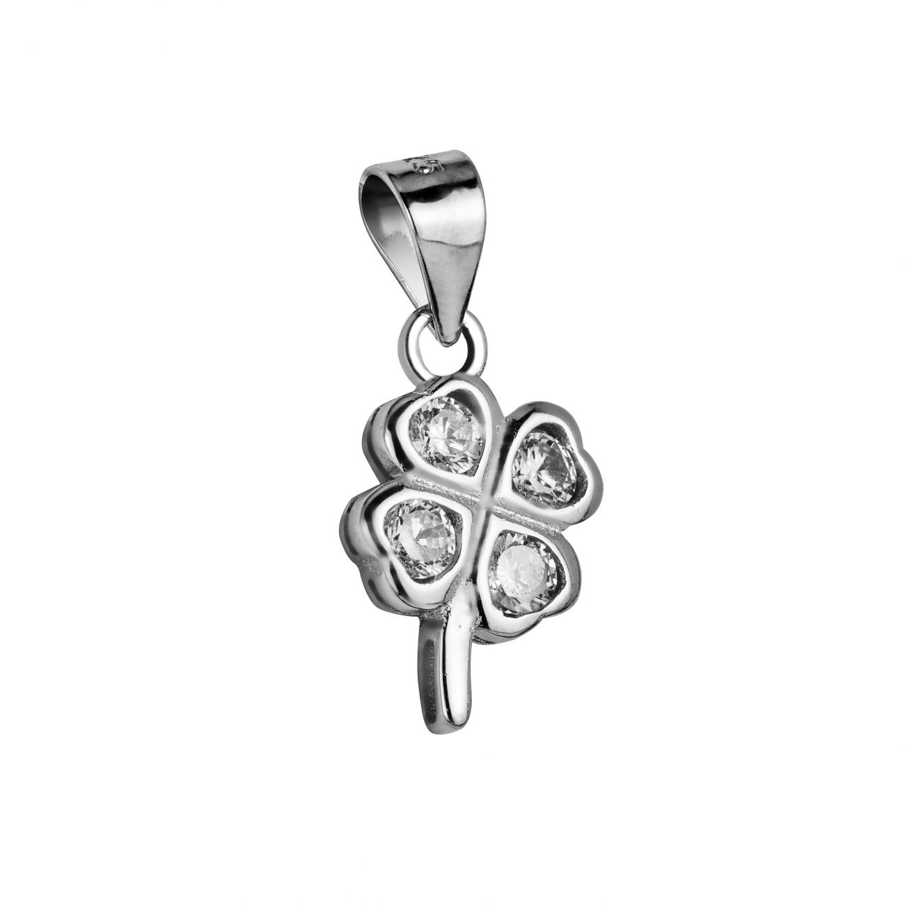 NUBIS Stříbrný přívěsek čtyřlístek se zirkony - NB-4007
