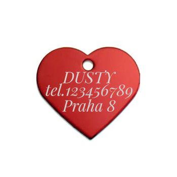 Levně S4U Hliníková psí známka srdíčko velké (červená) - PZ012-R