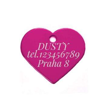 Levně S4U Hliníková psí známka srdíčko velké (tmavě růžová) - PZ012-DP