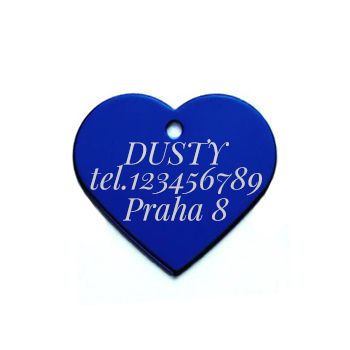 Levně S4U Hliníková psí známka srdíčko velké (tmavě modrá) - PZ012-DB