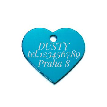 Levně S4U Hliníková psí známka srdíčko velké (světle modrá) - PZ012-LB