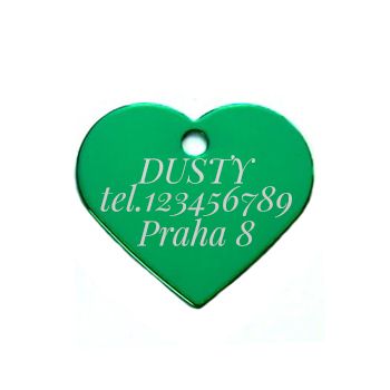 S4U Hliníková psí známka srdíčko velké (zelená) - PZ012-G
