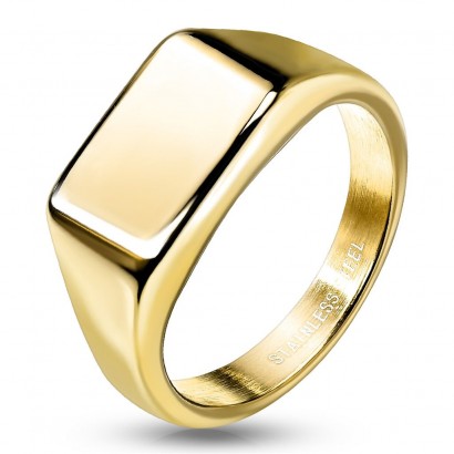 Zlacený ocelový prsten s možností rytiny (55)