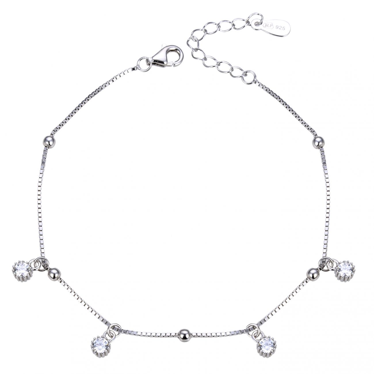 NUBIS Stříbrný náramek na nohu se zirkony - NB-6028