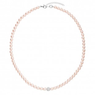 Perlový náhrdelník růžový s Preciosa krystaly 32063.3