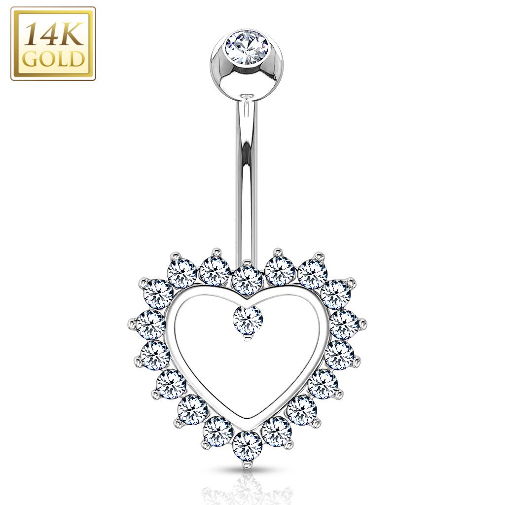 Zlatý piercing do pupíku - srdíčko Au 585/1000 - ZL01077-WG