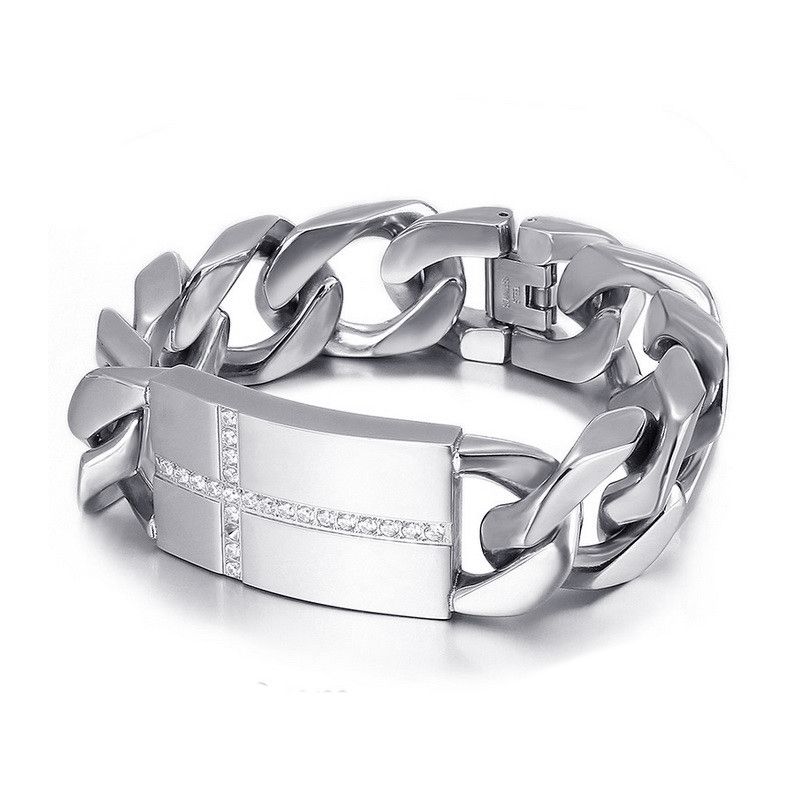 S4U Pánský ocelový náramek se symbolem kříže - OPA1708