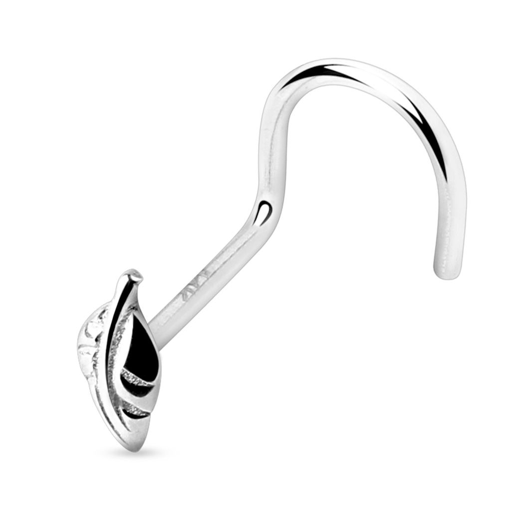 S4U Zlatý piercing do nosu  - lístek, Au 585/1000 - ZL01190-WG