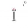 Piercing do brady - labreta (červená, 3 mm, 1,2 x 10 mm)