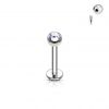 Piercing do brady - labreta (světle modrá, 3 mm, 1,2 x 10 mm)