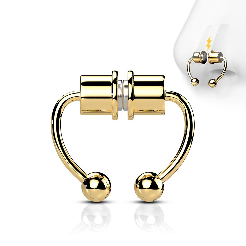 Zlacený falešný magnetický septum piercing do nosu - NS0048-GD