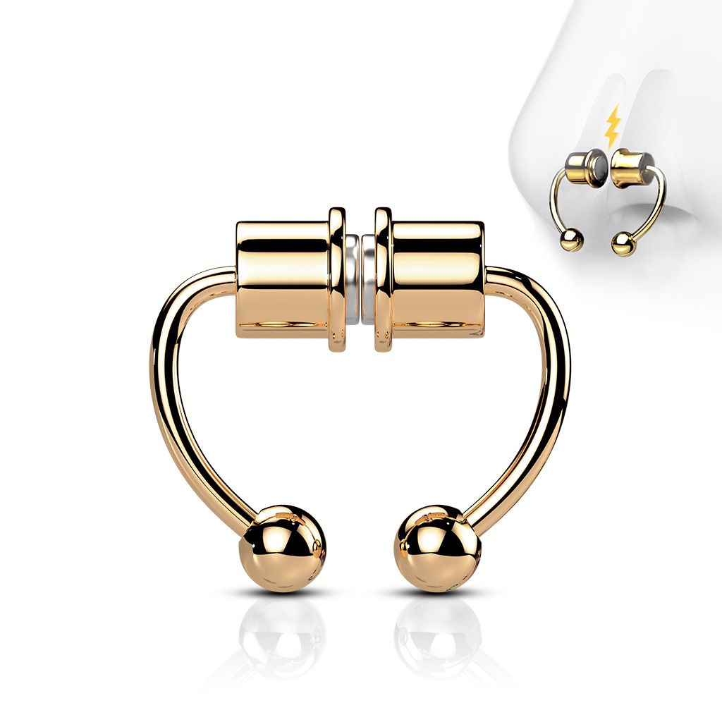 Zlacený falešný magnetický septum piercing do nosu - NS0048-RD