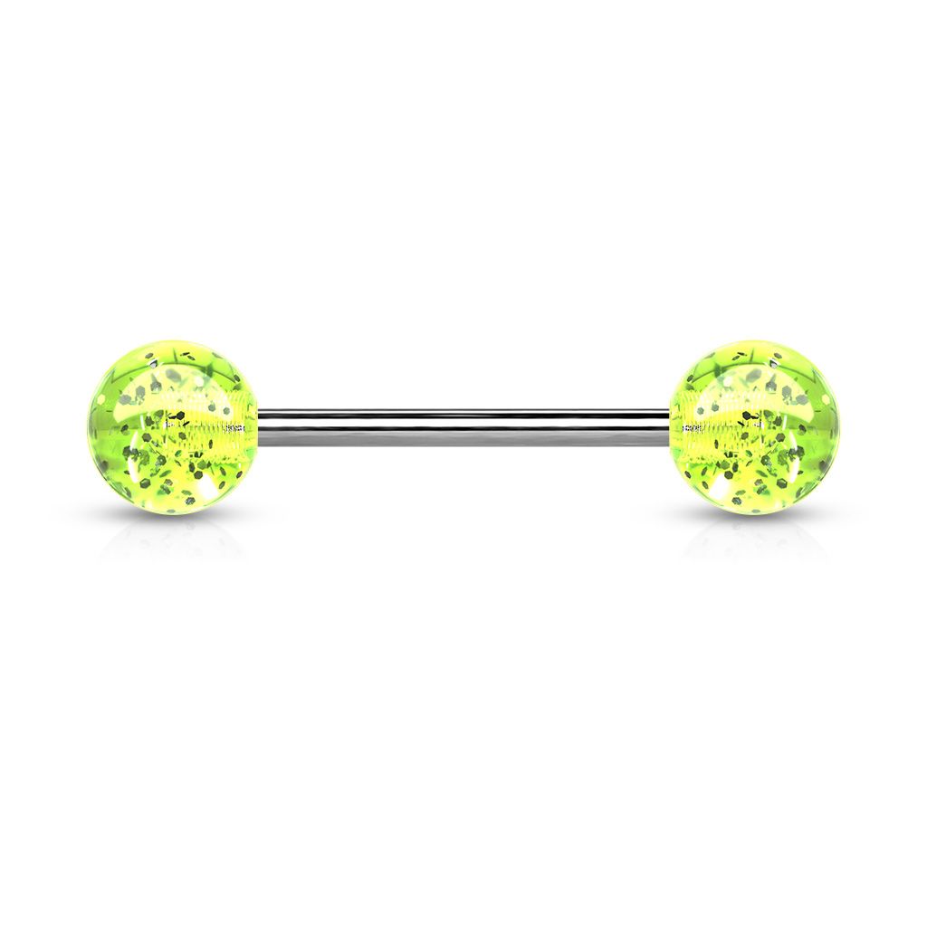 Levně Piercing do jazyka akrylát (svítivě zelená) - PJ01148-G