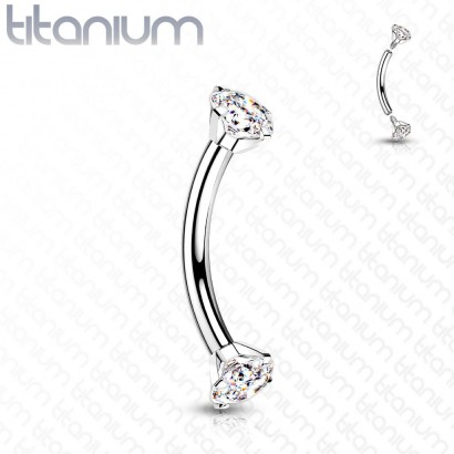 Piercing do obočí TITAN, barva: čirá (1,2 x 10 mm)