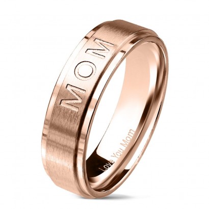 Zlacený ocelový prsten ”MOM” (49)