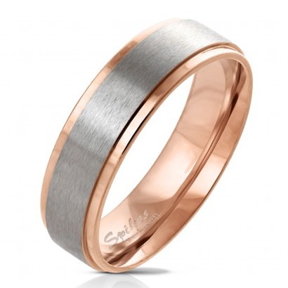 Dámský ocelový prsten zlacený, šíře 6 mm (49)