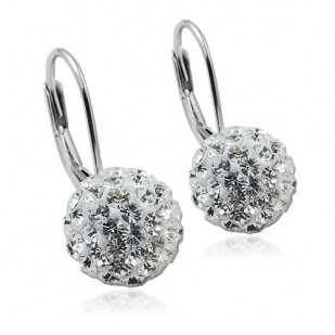 Stříbrné náušnice koule 10 mm s krystaly Swarovski®, Crystal