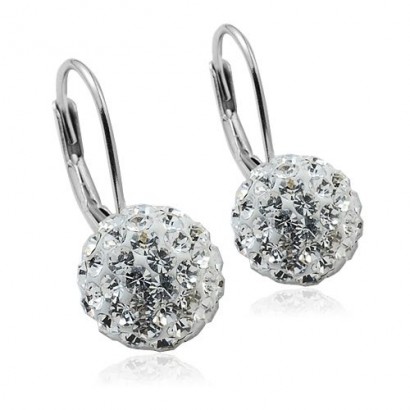Stříbrné náušnice koule 10 mm s krystaly Swarovski®, Crystal