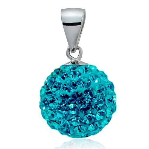 NUBIS Stříbrný přívěsek koule 10 mm s krystaly Crystals from Swarovski, Turquise - NS-SWAG-Q