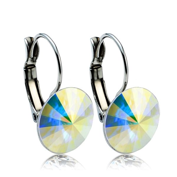 NUBIS Ocelové náušnice s krystaly Swarovski 12 mm, AB - NBS12-AB