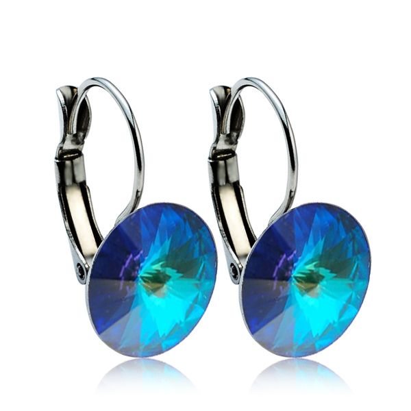 NUBIS Ocelové náušnice s krystaly Swarovski 12 mm, BERMUDA BLUE - NBS12-BB