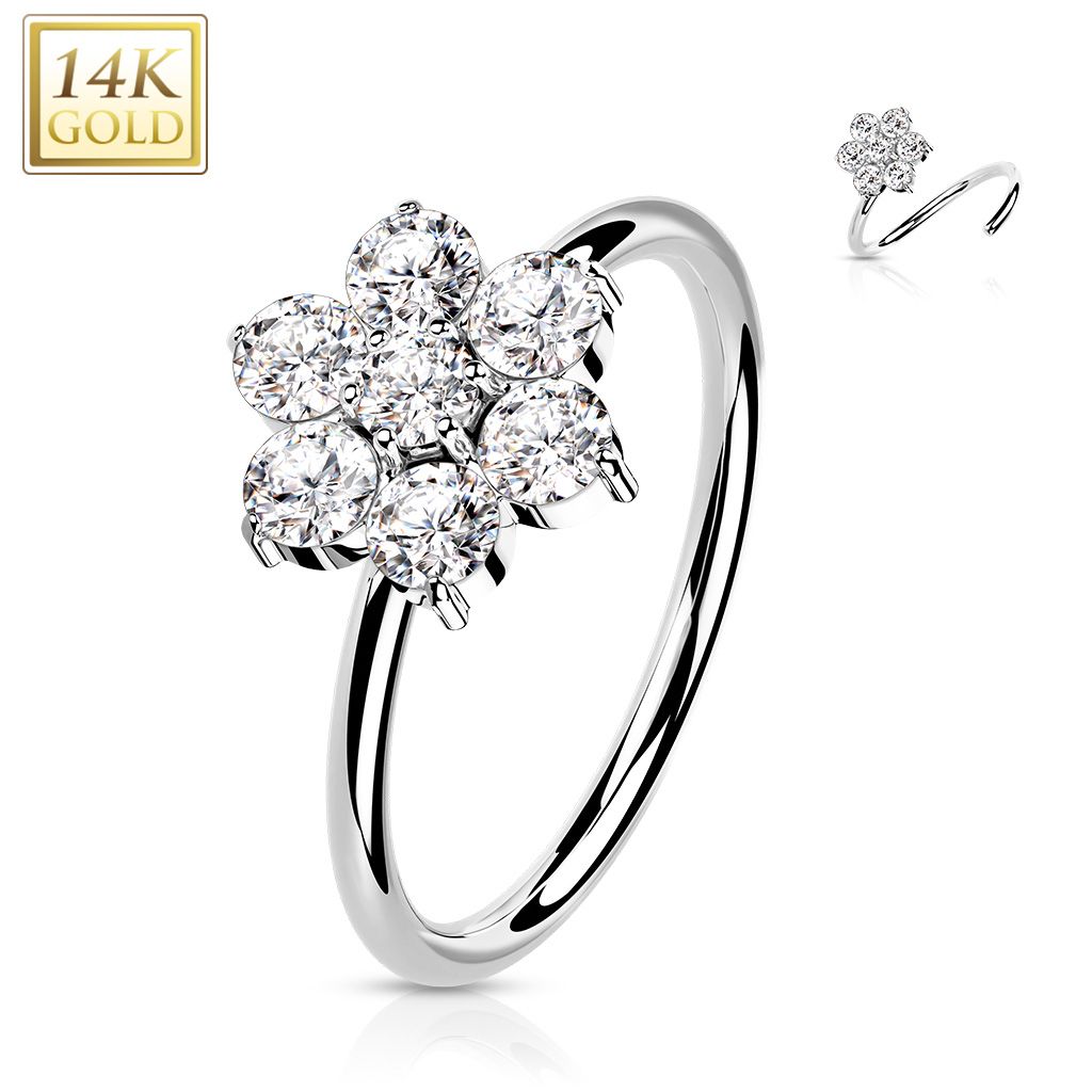 Levně Zlatý piercing do nosu kruh, 0,8 x 8 mm, Au 585/1000 - ZL01224-WG