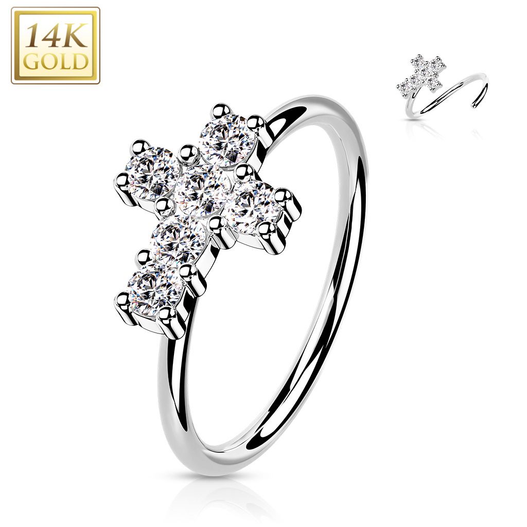S4U Zlatý piercing do nosu kruh, 0,8 x 8 mm, Au 585/1000 - ZL01225-WG