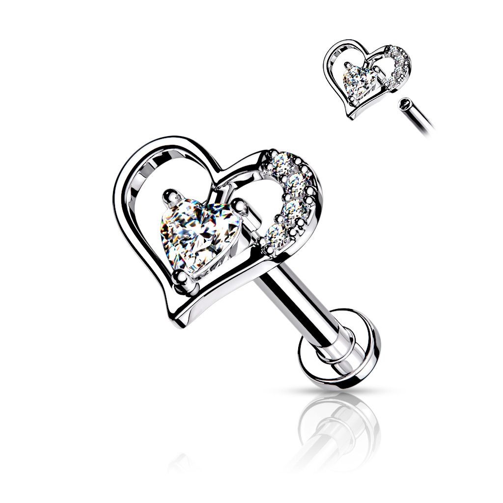 Levně S4U Piercing do brady se srdíčkem (1,2 x 6 mm) - LB1092C-1206