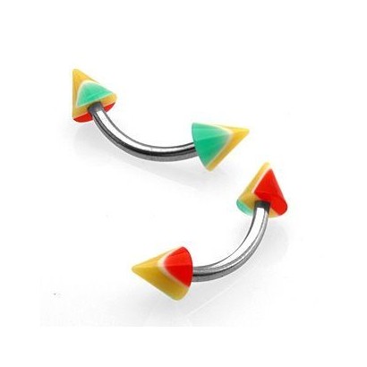 Piercing do obočí - RASTA (4 x 4 mm)