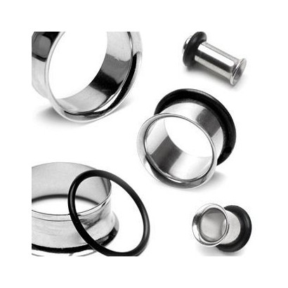 Ocelový tunel do ucha s gumičkou (4 mm)