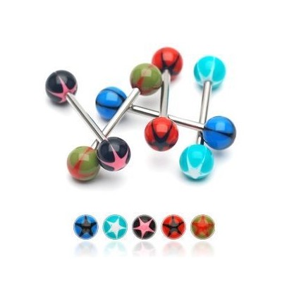 Piercing do jazyka akrylát (červená/khaki)