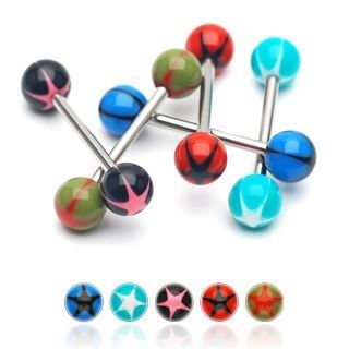 Levně Piercing do jazyka akrylát (červená/khaki) - PJ01039-GR