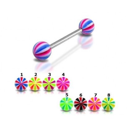 Piercing do jazyka (růžová/zelená)