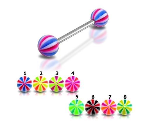 Levně Piercing do jazyka (růžová/zelená) - PJ01070-PG