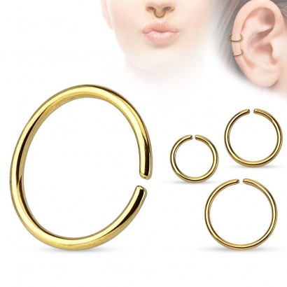 Piercing do nosu - kruh zlacený (0,8 x 10 mm)