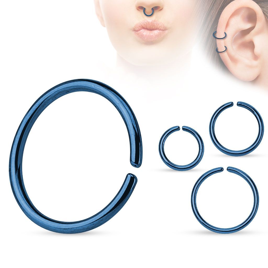 Levně S4U Piercing do nosu - kruh modrý (0,8 x 8 mm) - N0005-0808