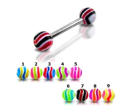 Levně Piercing do jazyka akrylát (růžová/žlutá) - PJ01099-YP