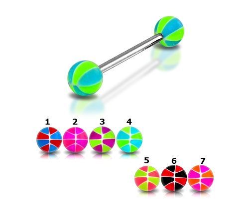 Levně Piercing do jazyku (růžová/zelená) - PJ01051-PG