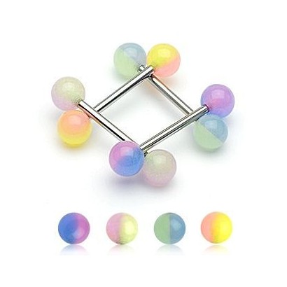 Piercing do jazyka - svítící ve tmě (žlutá/fialová)