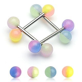 Levně Piercing do jazyka - svítící ve tmě (žlutá/fialová) - PJ01155-YA