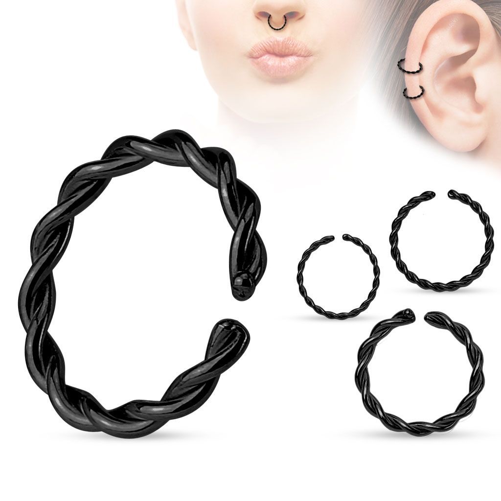 Levně S4U Piercing do nosu - kruh černý (1,0 x 10 mm) - N0008-1010
