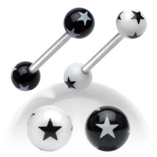 Piercing do jazyku s hvězdami (bílá) - PJ01048-W