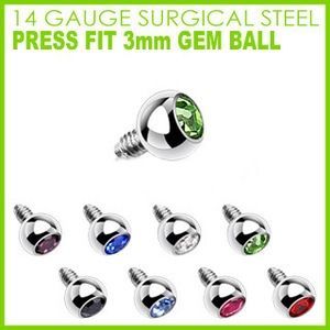 Microdermal - ozdobná část 3 mm (zelená, 3 mm)