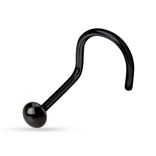 Levně Zahnutý piercing do nosu - půlkulička (černá, 0,7 x 7 mm)