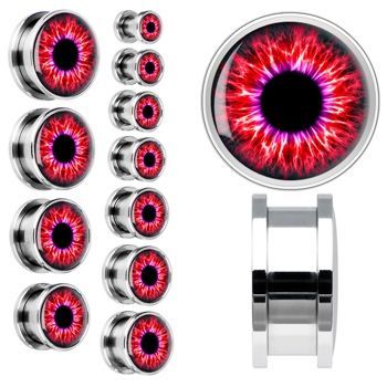 Levně S4U Plug do ucha šroubovací - oko červené (8 mm) - PL01129-08