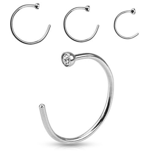 Levně Piercing do ucha/nosu se zirkonem (8 mm, 0,8 mm)