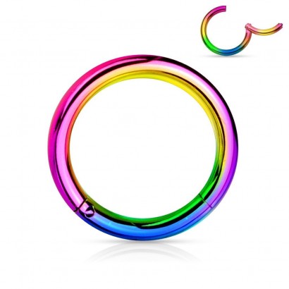 Piercing segment kruh - duhový (1,2 x 12 mm)
