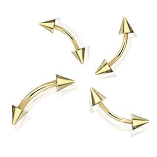Levně S4U Pozlacený piercing do obočí - kónus (4 x 4 mm, 1,6 x 8 mm) - OB01092-1608
