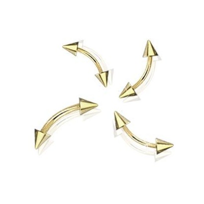 Pozlacený piercing do obočí - kónus (3 x 3 mm, 1,2 x 8 mm)