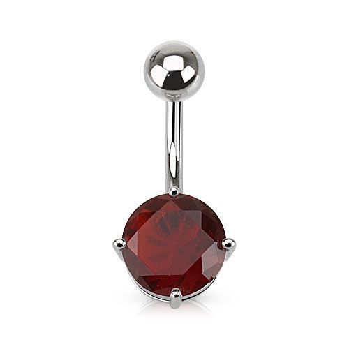 Piercing do pupíku, kámen 7 mm (červená) - WP01262-07-R